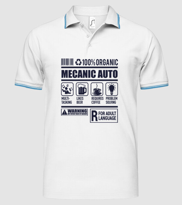 MECANIC AUTO model alb pe tricou