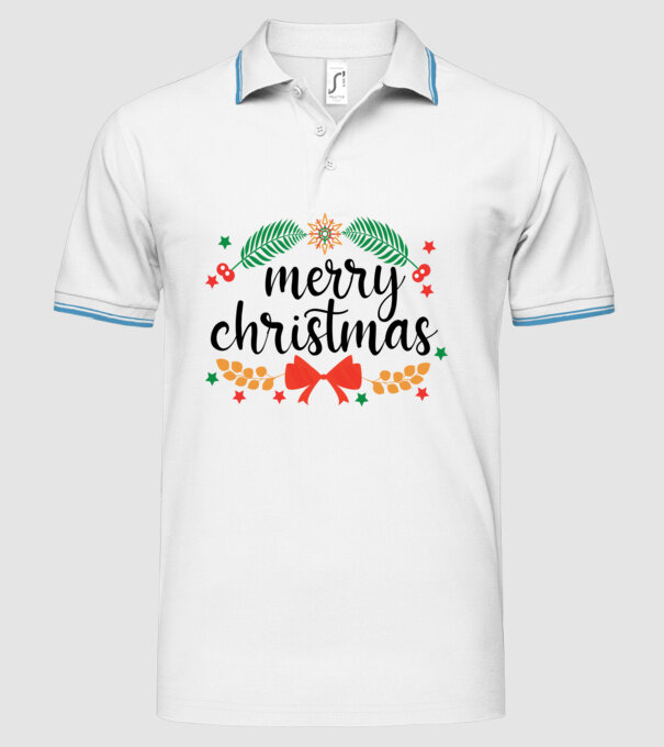 Merry christmas model alb pe tricou