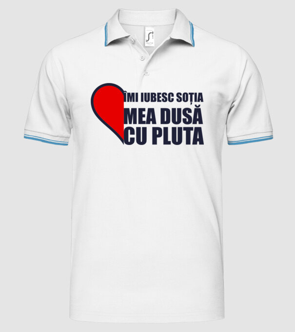 îmi iubesc soția mea dusă cu pluta model alb pe tricou