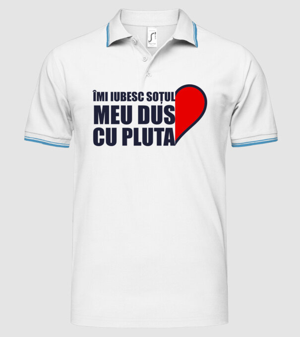 Îmi iubesc soțul meu dus cu pluta model alb pe tricou