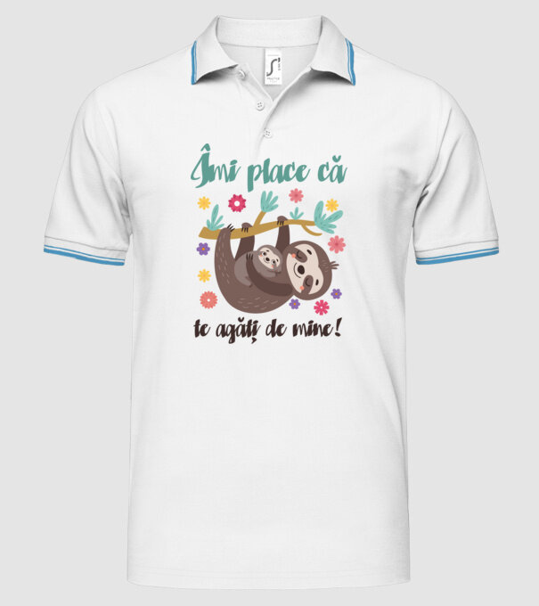 Îmi place să mă agăț de tine! Te iubesc mamă! model alb pe tricou