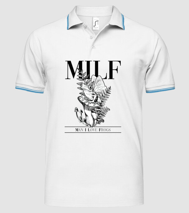 MILF man i love frogs model alb pe tricou