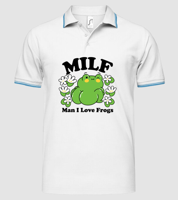 MILF man i love frogs model alb pe tricou
