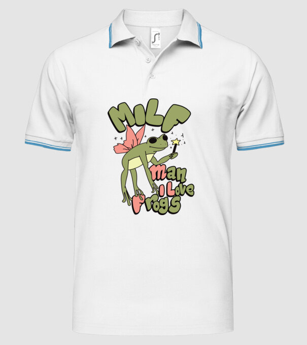 MILF man i love frogs model alb pe tricou