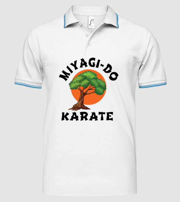 Miyagi-do karate logo model alb pe tricou