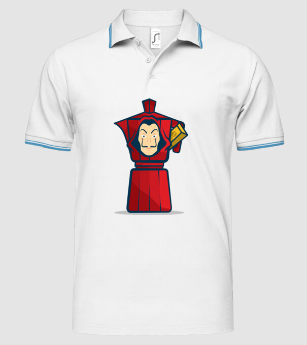 money heist coffee model alb pe tricou
