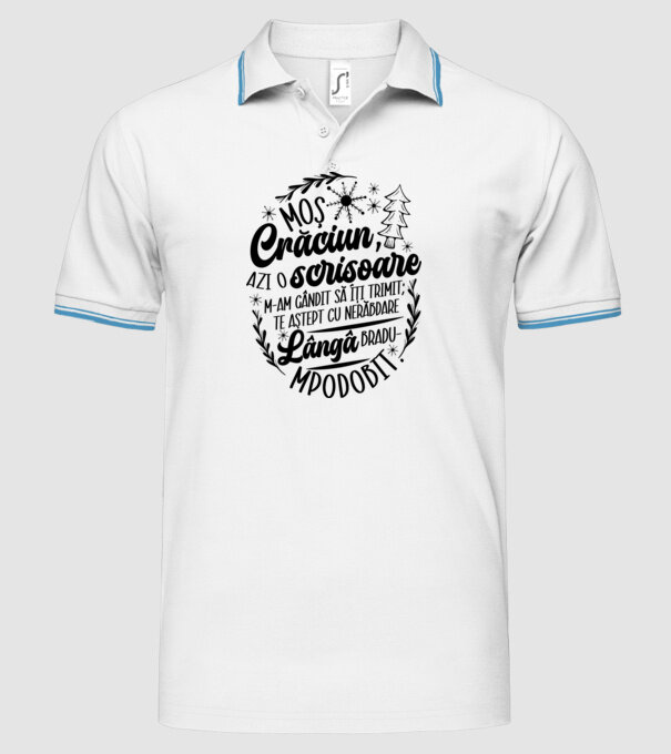 Moş Crăciun model alb pe tricou