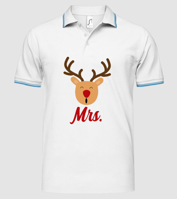 Mrs Reindeer christmas couple model alb pe tricou