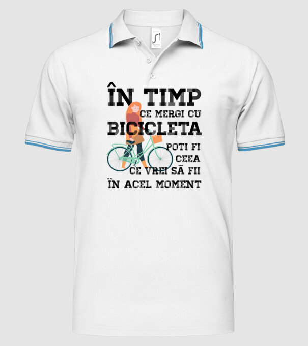 în timp ce mergi cu bicicleta poți fi ceea ce vrei să fii - în acel moment model alb pe tricou
