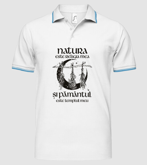 Natura este religia mea model alb pe tricou