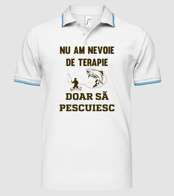 Nu am nevoie de terapie, doar să pescuiesc model alb pe tricou
