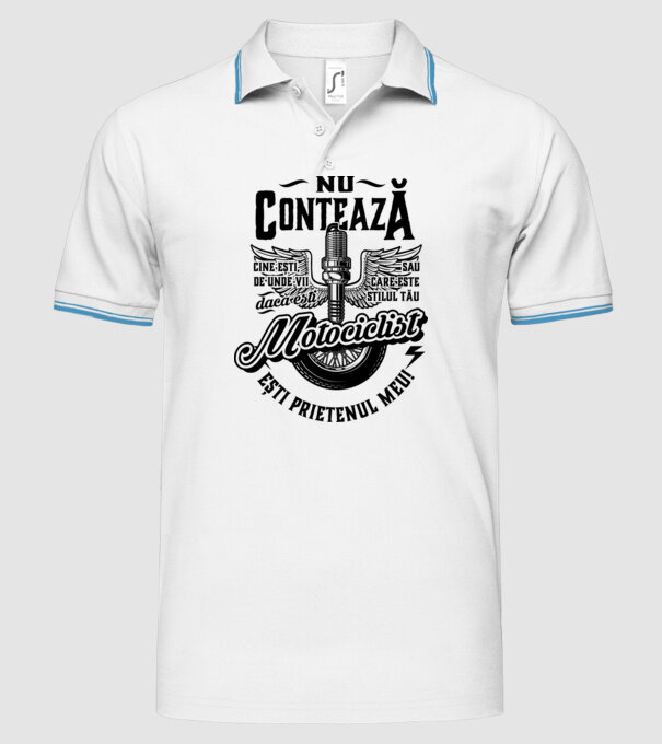 Nu contează cine ești, de unde vii sau care este stilul tău, dacă ești motociclist ești prietenul meu! model alb pe tricou