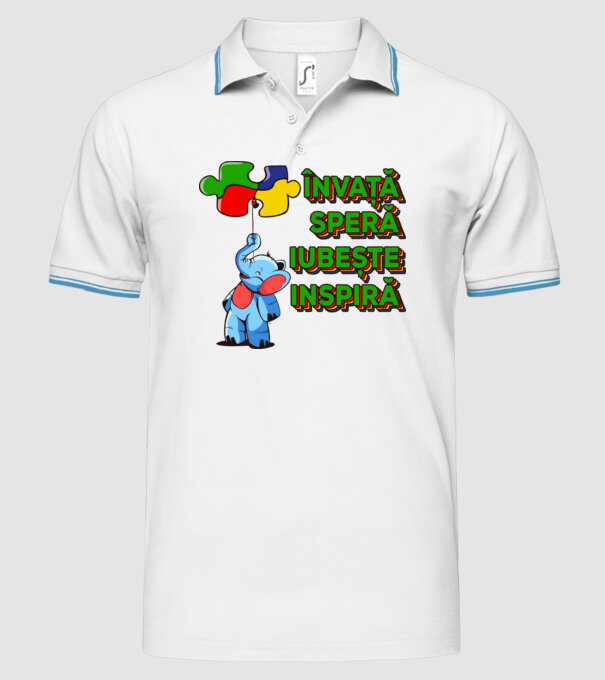 Învață, speră, iubește, inspiră model alb pe tricou