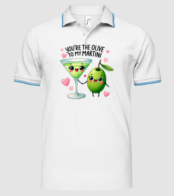 Olive to my Martini model alb pe tricou