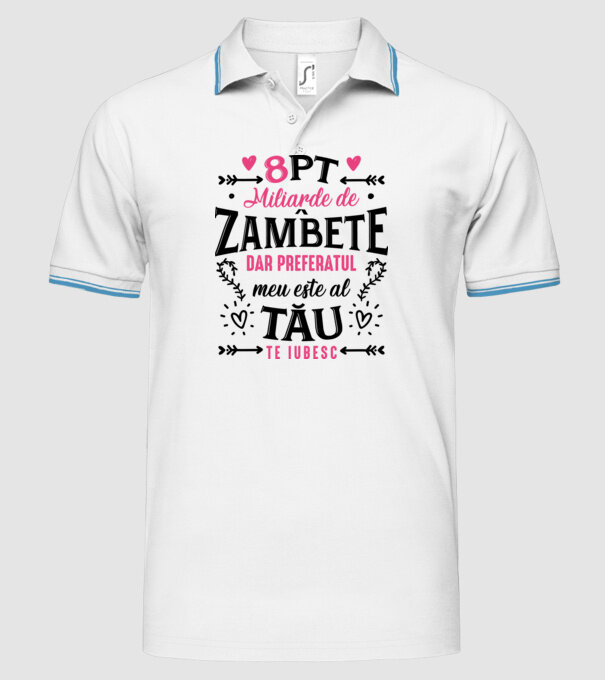 Opt miliarde de zâmbete model alb pe tricou