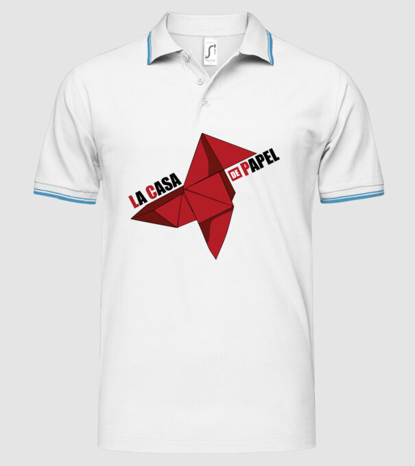 origami la casa de papel white model alb pe tricou
