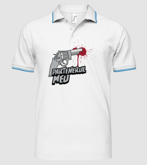 partenerul meu model alb pe tricou