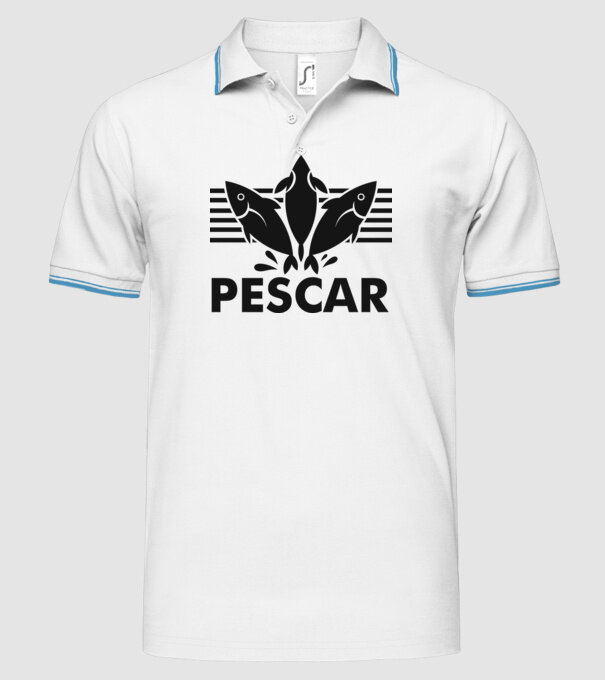 Pescar original model alb pe tricou