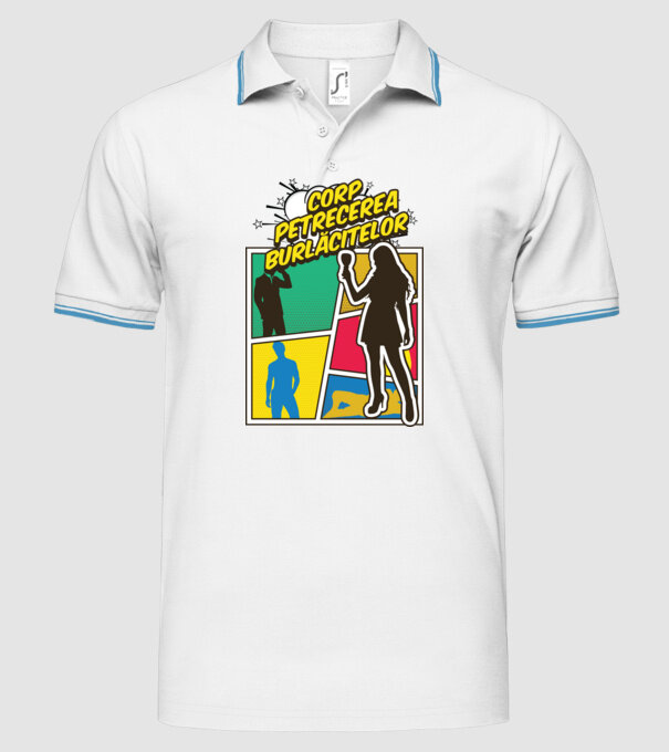 corp petrecerea burlăcitelor model alb pe tricou