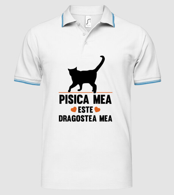 Pisica mea este dragostea mea model alb pe tricou
