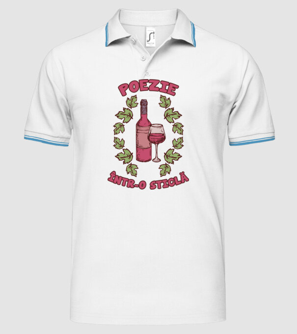 Poezie într-o sticlă model alb pe tricou