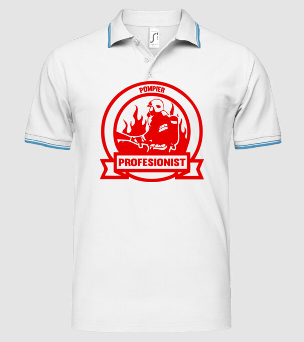 Pompier profesionist model alb pe tricou