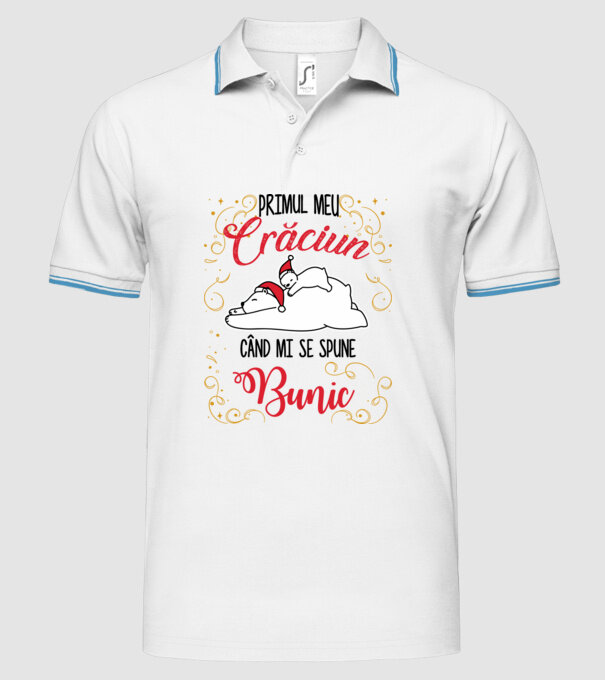 Primul meu Crăciun când mi se spune bunic! model alb pe tricou