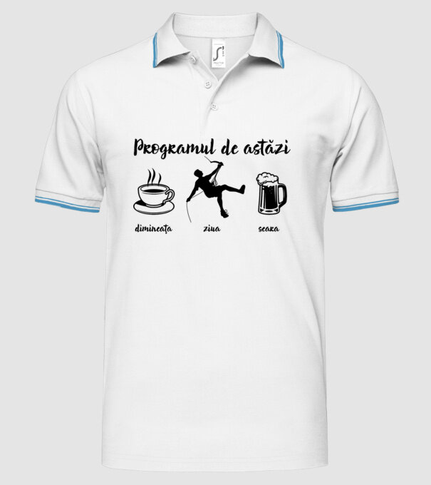 programul de astăzi: dimineața, ziua, seara model alb pe tricou