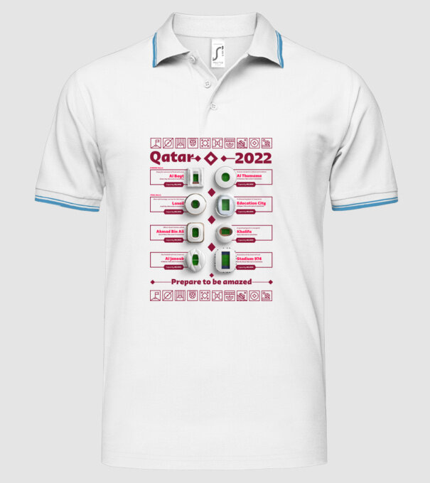 Qatar 2022 Stadiums white model alb pe tricou