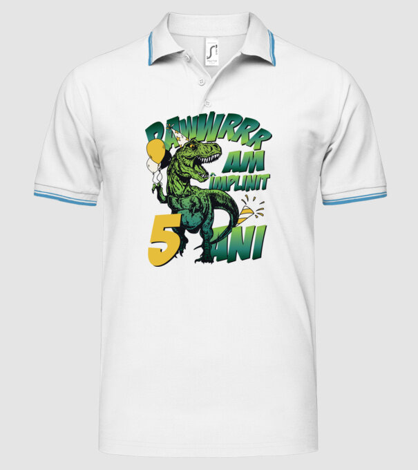 Rawr Am împlinit 5 ani model alb pe tricou