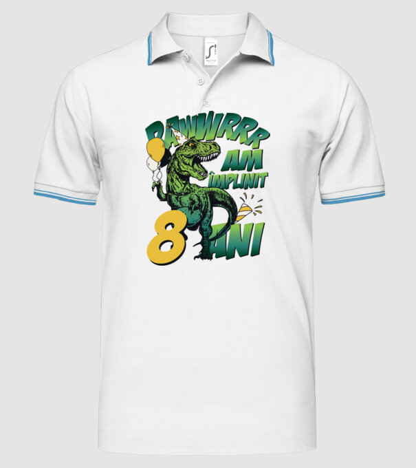 Rawr Am împlinit 8 ani model alb pe tricou