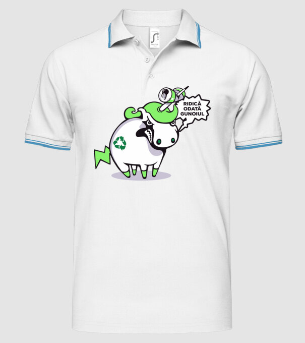 Ridică odată gunoiul model alb pe tricou