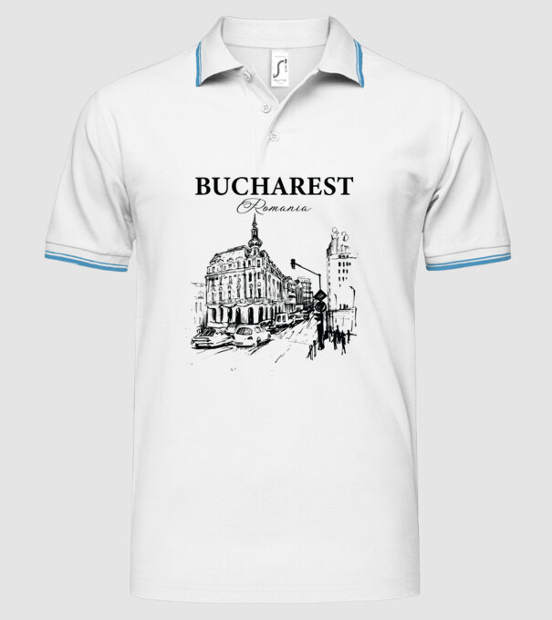 România Bucharest vintage model alb pe tricou