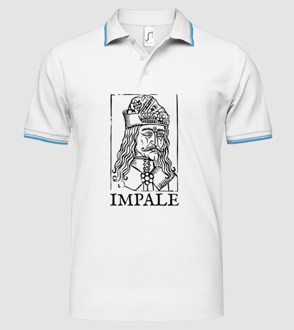 România dracula impale model alb pe tricou