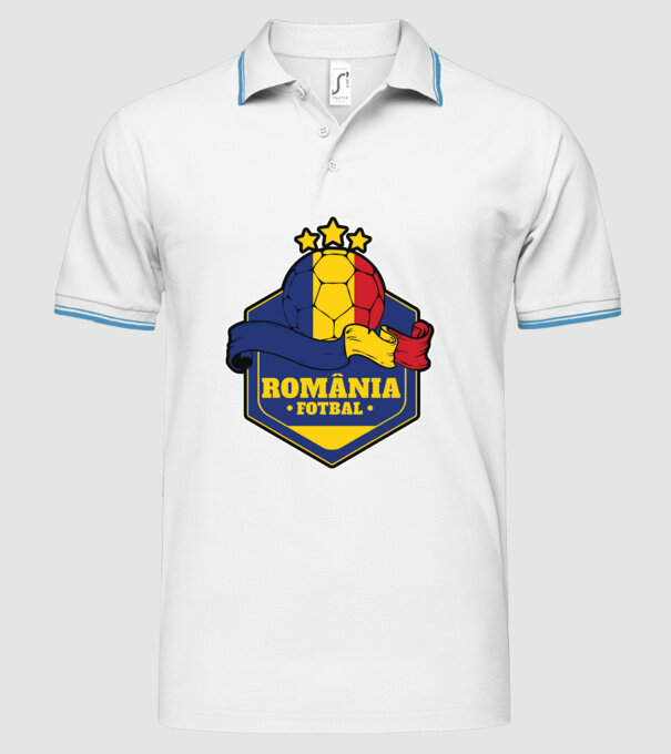 România Fotbal model alb pe tricou