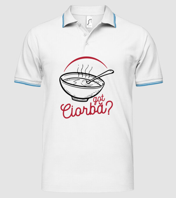 România Got ciorbă model alb pe tricou