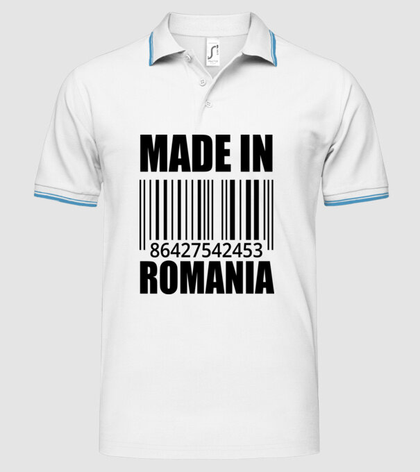 România made in model alb pe tricou