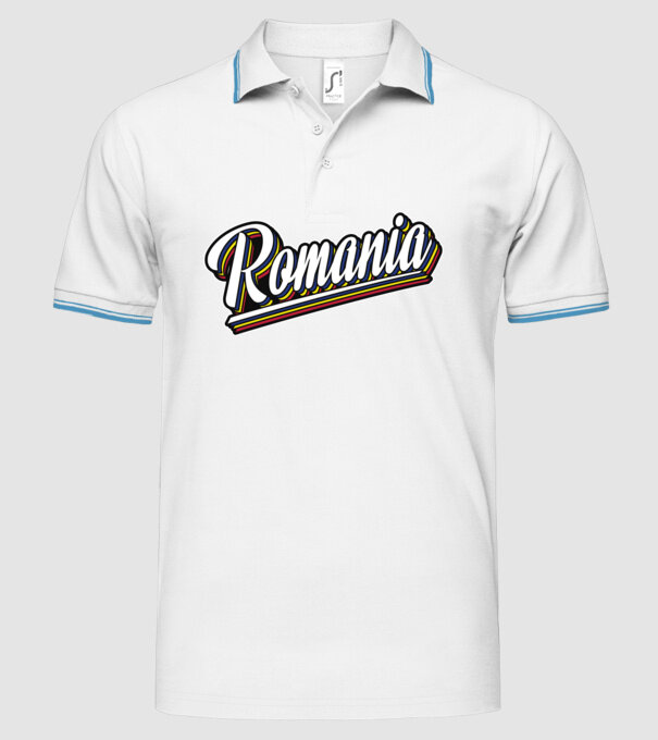 România retro model alb pe tricou
