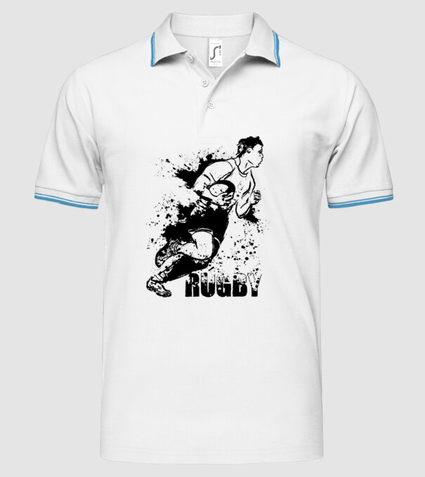 Rugby model alb pe tricou