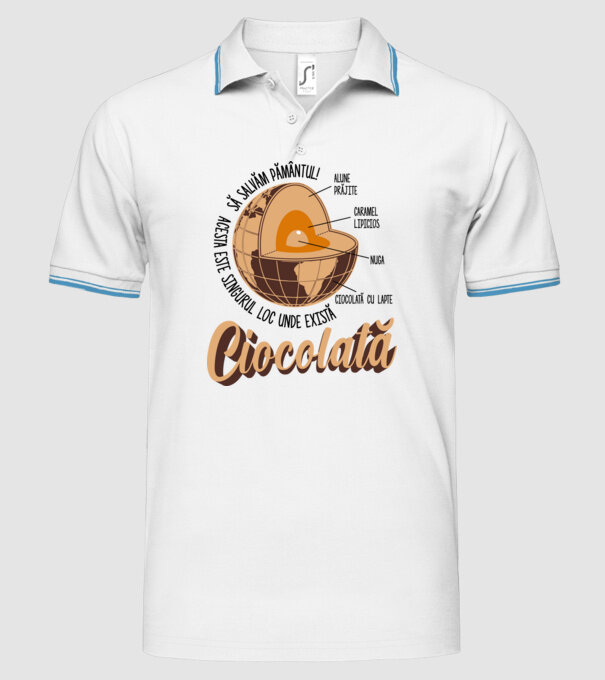 să salvăm Pământul! acesta este singurul loc unde există ciocolată - alune prăjite, caramel lipicios, nuga, ciocolată cu lapte model alb pe tricou