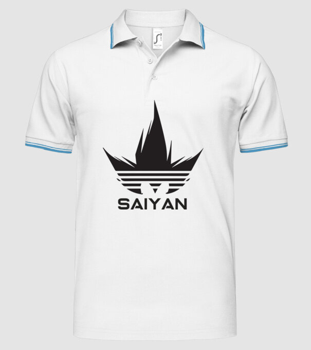 saiyan logo model alb pe tricou