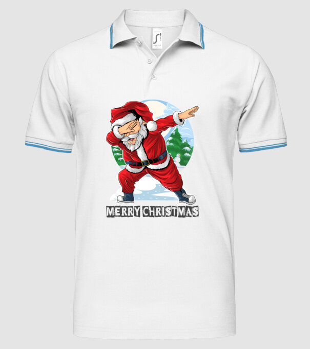 Santa merry christmas model alb pe tricou