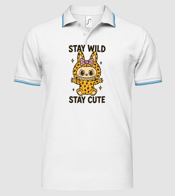 Stay wild - Labubu model alb pe tricou