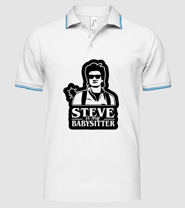 steve is my babysitter model alb pe tricou