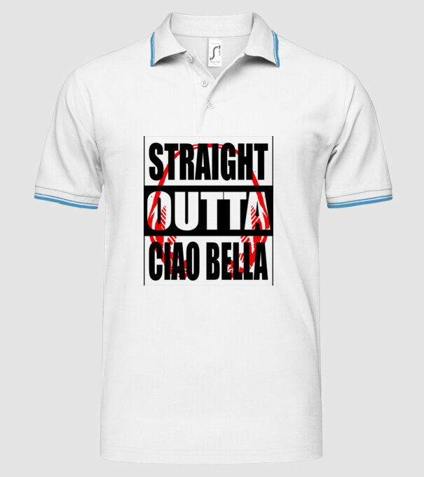 straight outta bella ciao model alb pe tricou
