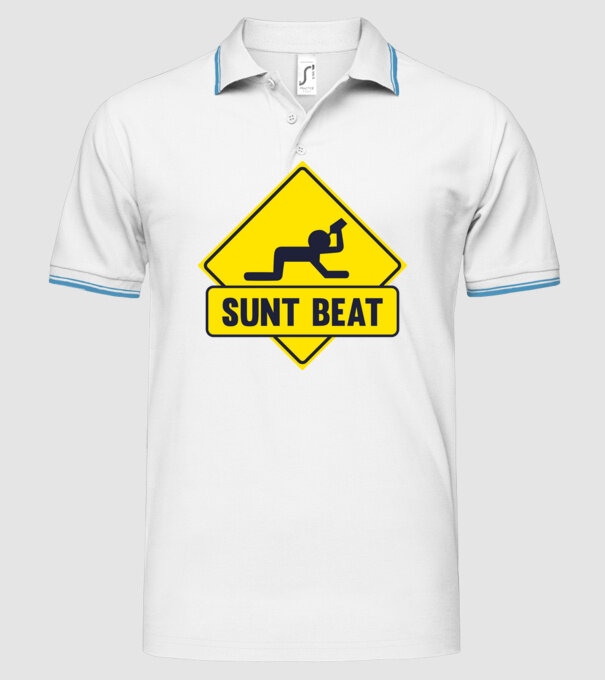 Sunt beat model alb pe tricou