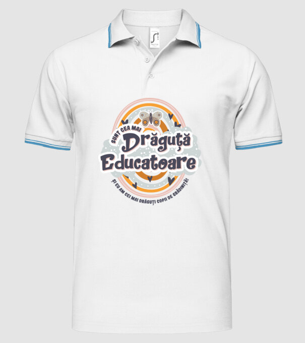 Sunt cea mai drăguță educatoare! model alb pe tricou