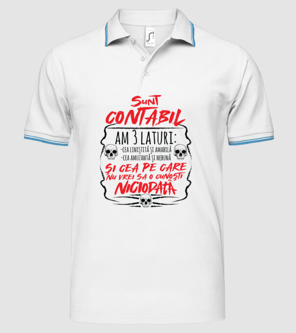 sunt contabil am 3 laturi model alb pe tricou