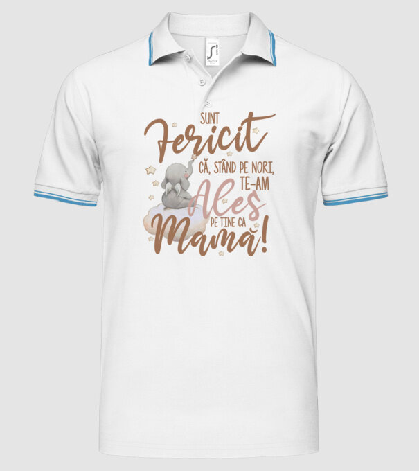 Sunt fericit că, stând pe nori, te-am ales pe tine ca mamă! model alb pe tricou