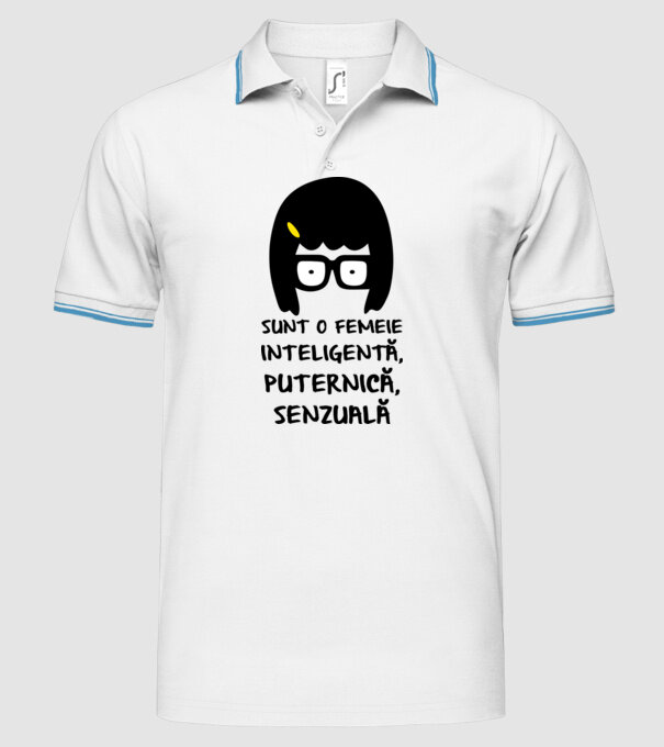 sunt o femeie inteligentă, puternică, senzuală model alb pe tricou